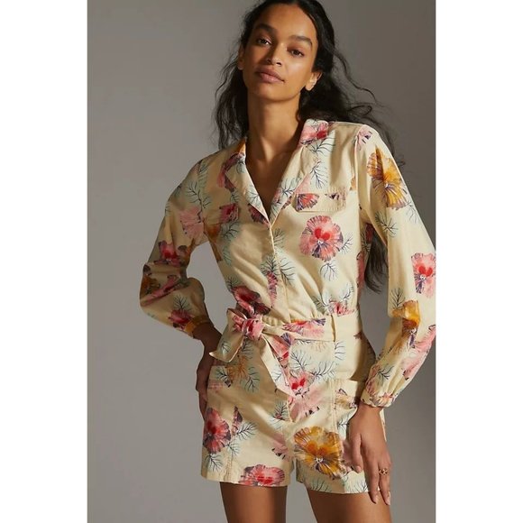 Anthropologie Pants - Anthropologie NWT Cecilia Pettersson Floral Buttondown Romper size Large